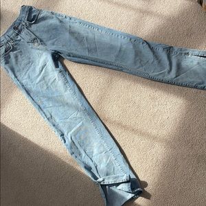 Straight leg ankle slit jeans